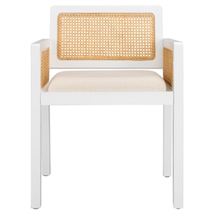 Safavieh Patrina Pine Wood Armed Dining Chair in White / Natural