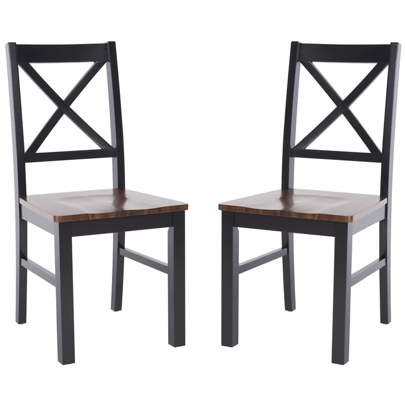 Safavieh Akash Wood Dining Chair in Black / Walnut