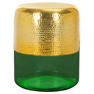 Safavieh Saanvi Round Aluminum Accent Table in Gold / Green