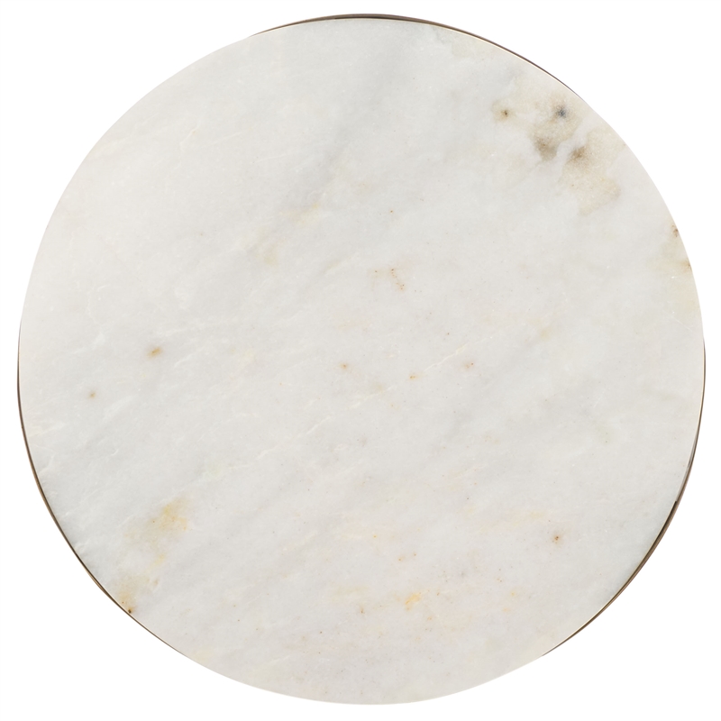 Safavieh Shiara Round Iron Accent Table in White / Brass