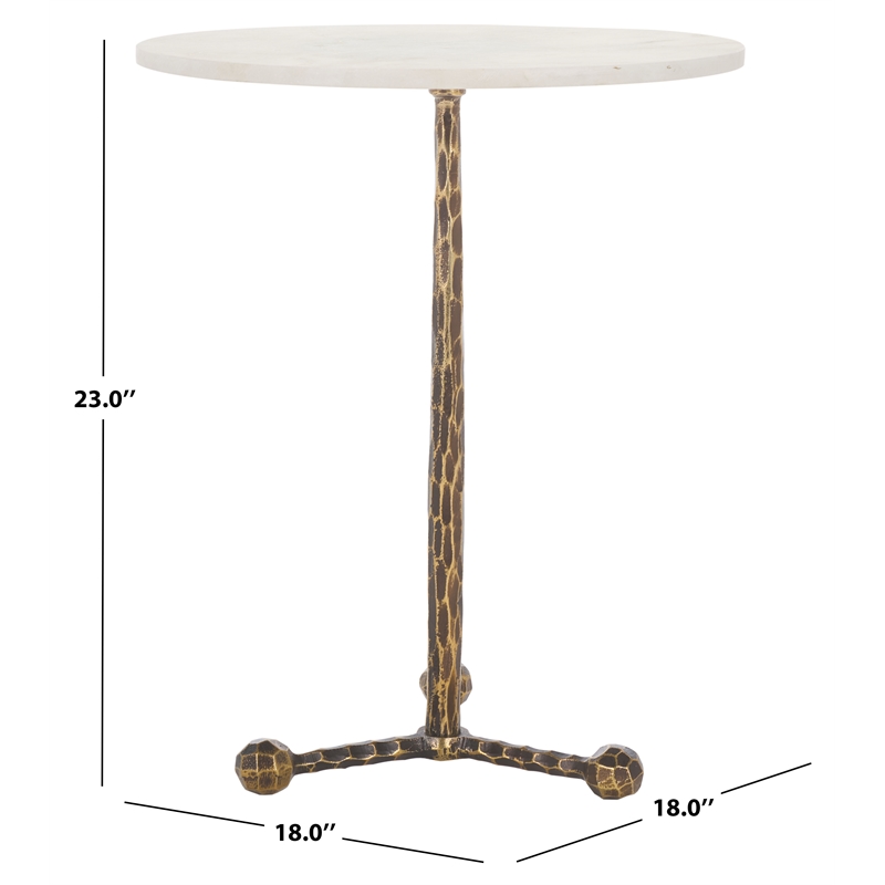 Safavieh Sizia Round Aluminum Accent Table in White /Brass