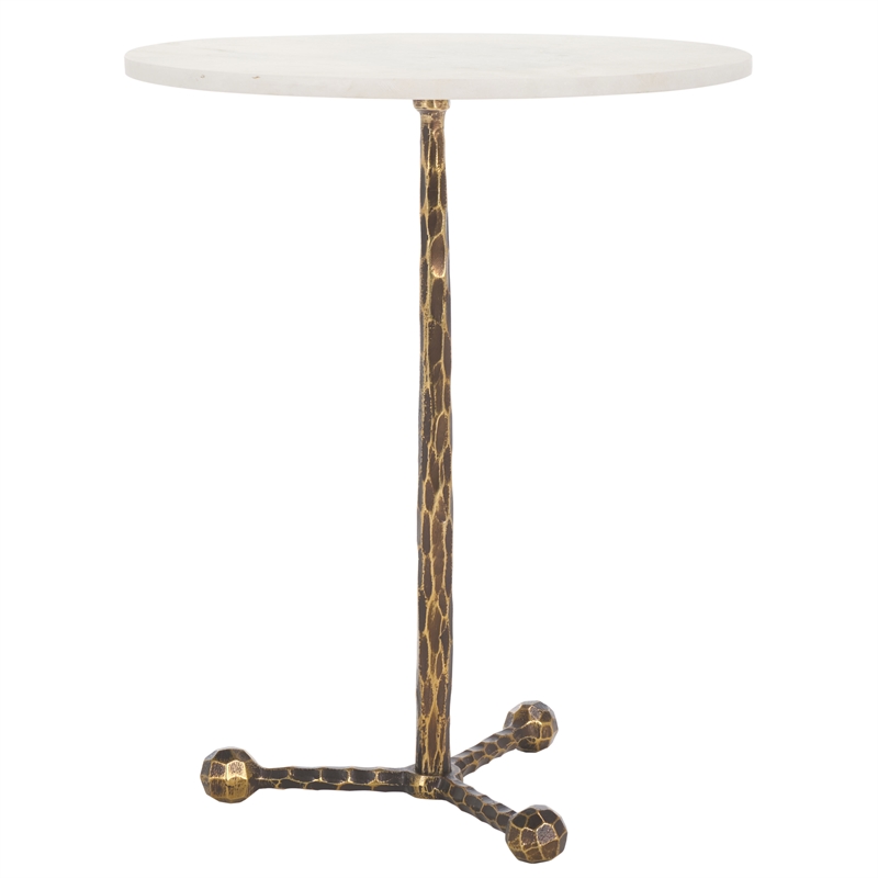 Safavieh Sizia Round Aluminum Accent Table in White /Brass