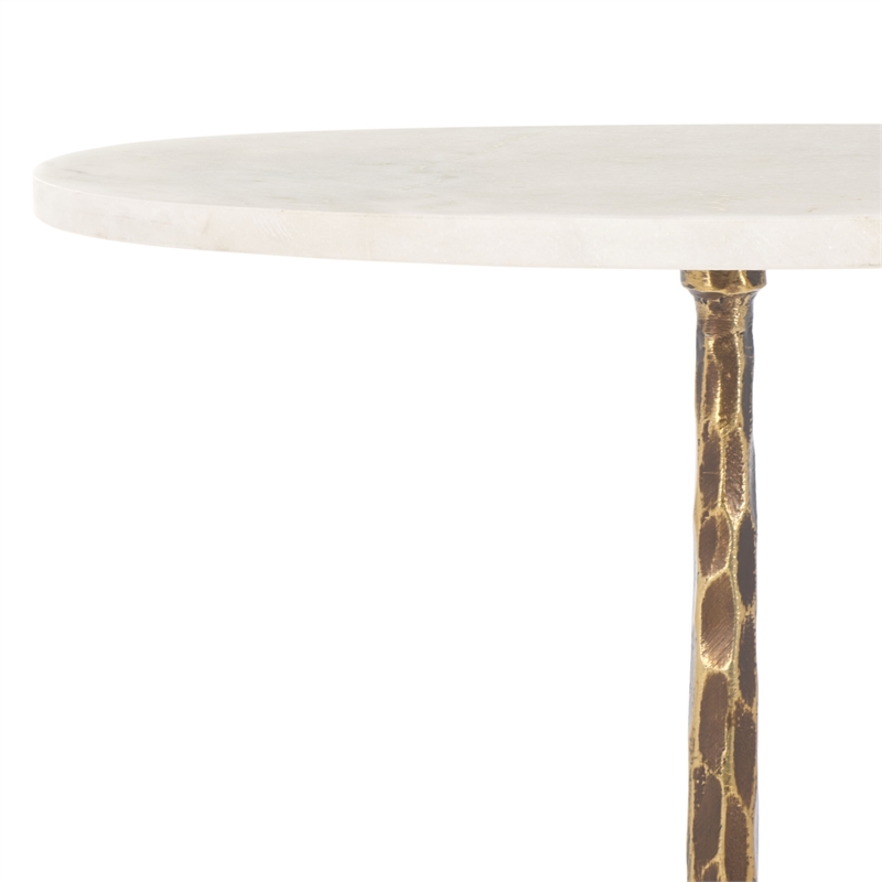Safavieh Sizia Round Aluminum Accent Table in White /Brass