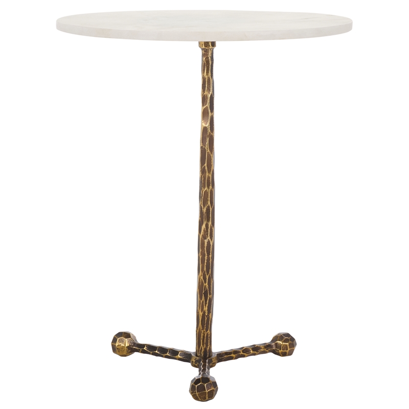 Safavieh Sizia Round Aluminum Accent Table in White /Brass
