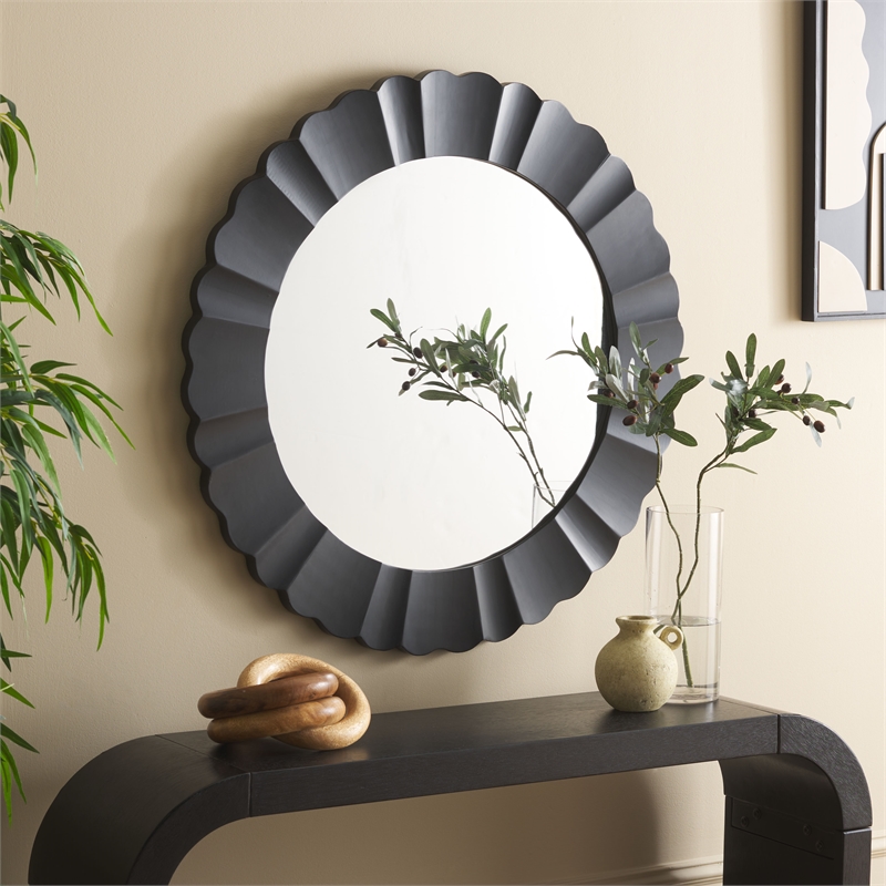 Safavieh Nooa Wood and Iron Mirror in Black