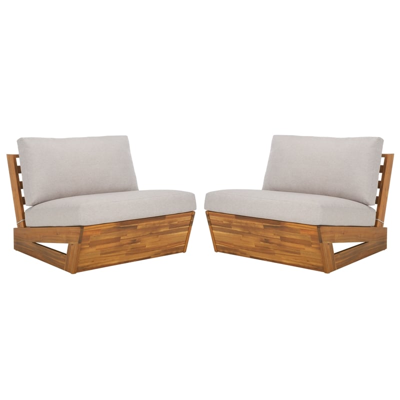 Safavieh Dune Wood and Polyester Lounge Chair Set Of 2 in Natural / Light Gray