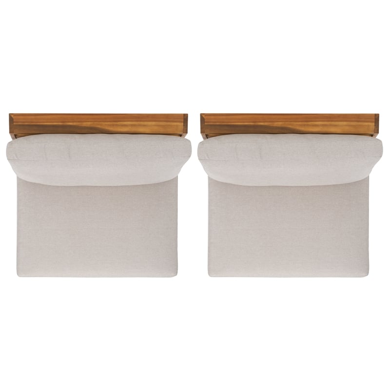 Safavieh Dune Wood and Polyester Lounge Chair Set Of 2 in Natural / Light Gray