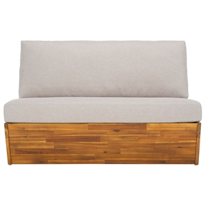 Safavieh Dune Wood and Polyester Sofa in Natural / Light Gray