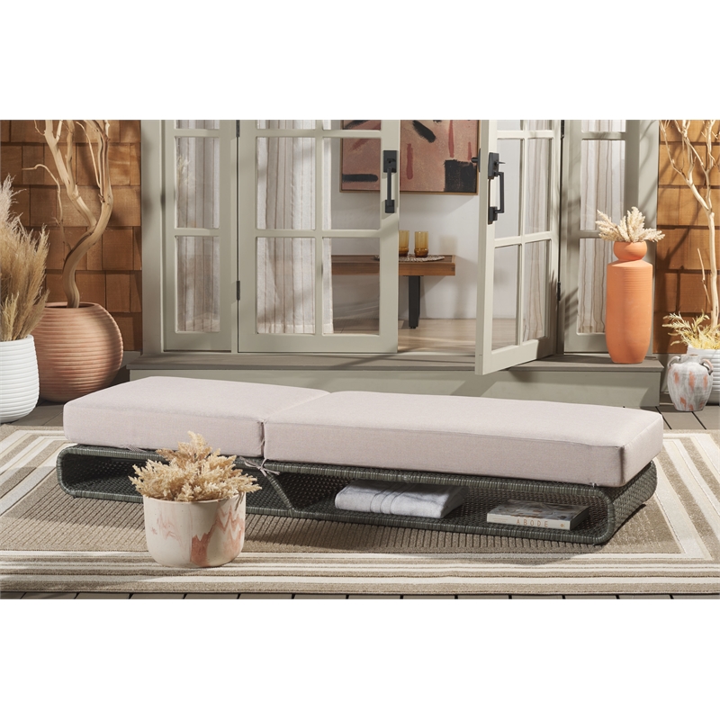 Safavieh Vale Steel and Polyester Lounger in Brown / Light Gray