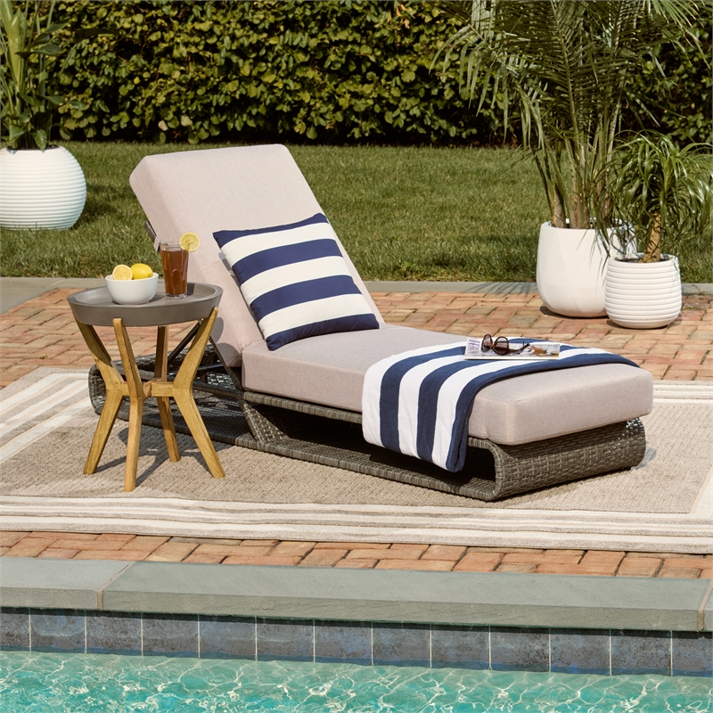 Safavieh Vale Steel and Polyester Lounger in Brown / Light Gray