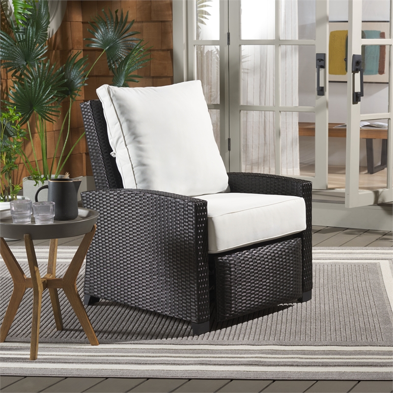Safavieh Landon Aluminum and Polyester Recliner Chair  in Black / White