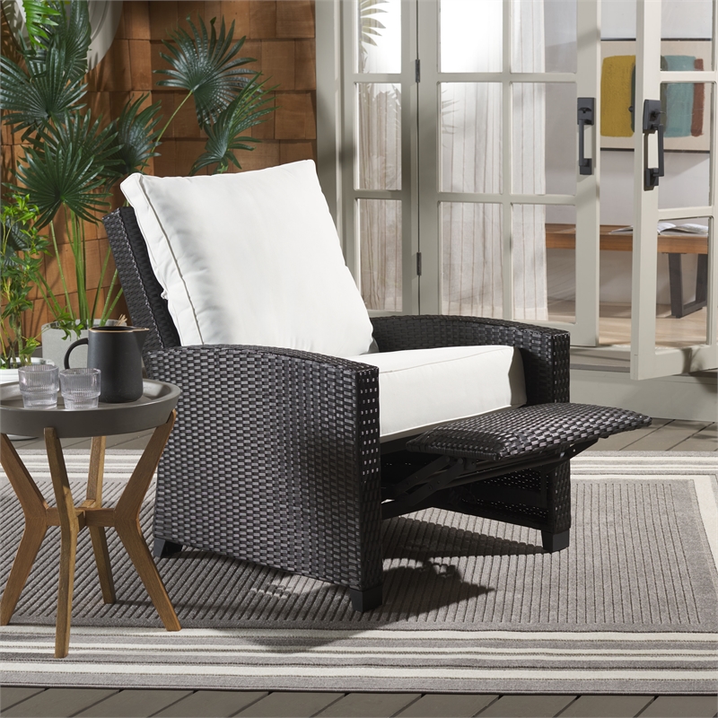 Safavieh Landon Aluminum and Polyester Recliner Chair  in Black / White