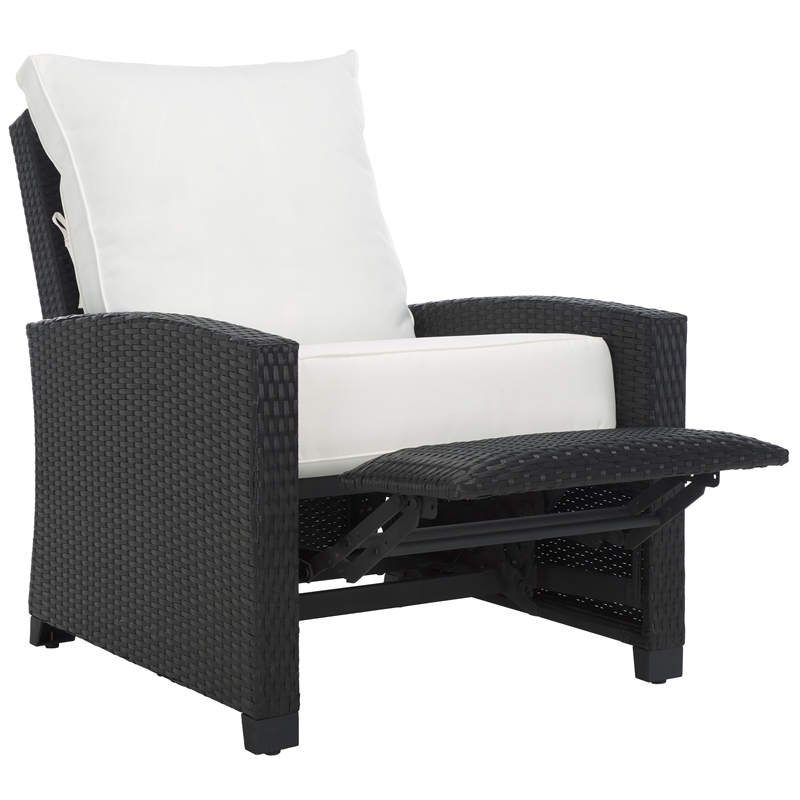 Safavieh Landon Aluminum and Polyester Recliner Chair  in Black / White