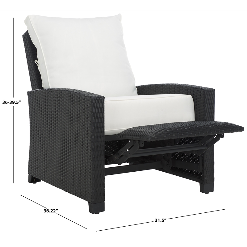 Safavieh Landon Aluminum and Polyester Recliner Chair  in Black / White