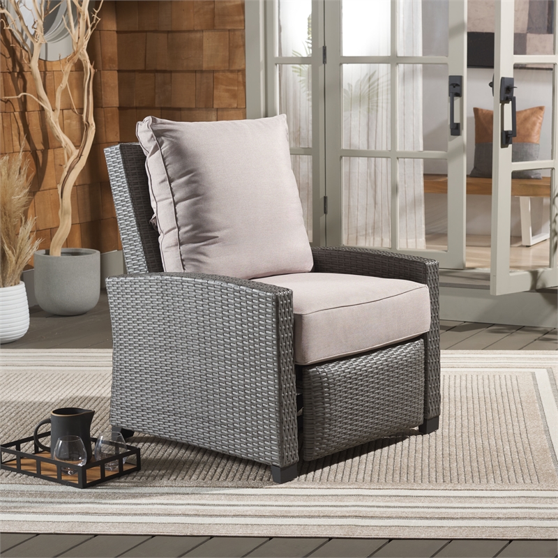 Safavieh Landon Aluminum and Polyester Recliner Chair in Gray / Light Gray
