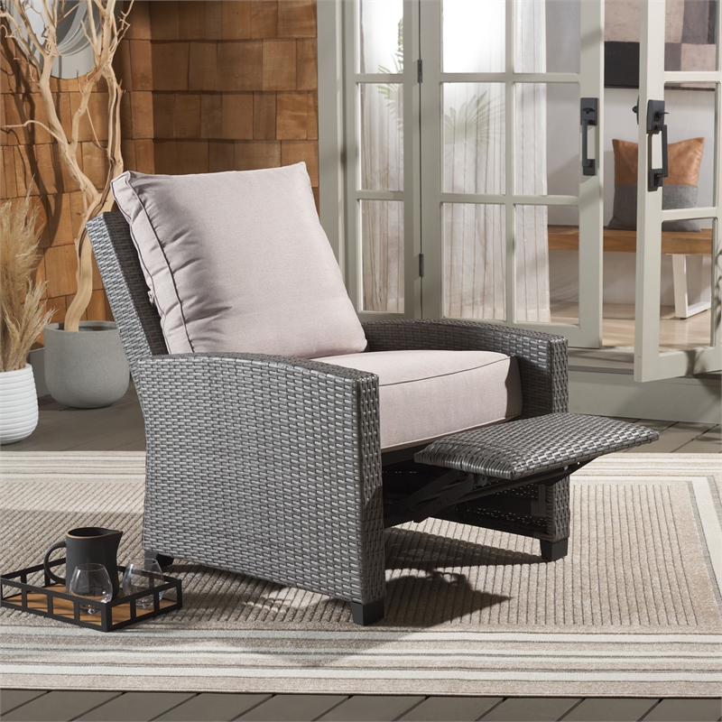 Safavieh Landon Aluminum and Polyester Recliner Chair in Gray / Light Gray
