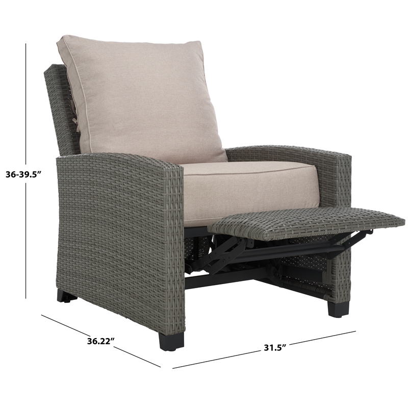 Safavieh Landon Aluminum and Polyester Recliner Chair in Gray / Light Gray