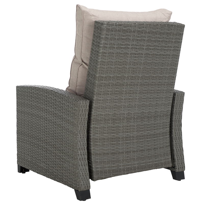 Safavieh Landon Aluminum and Polyester Recliner Chair in Gray / Light Gray