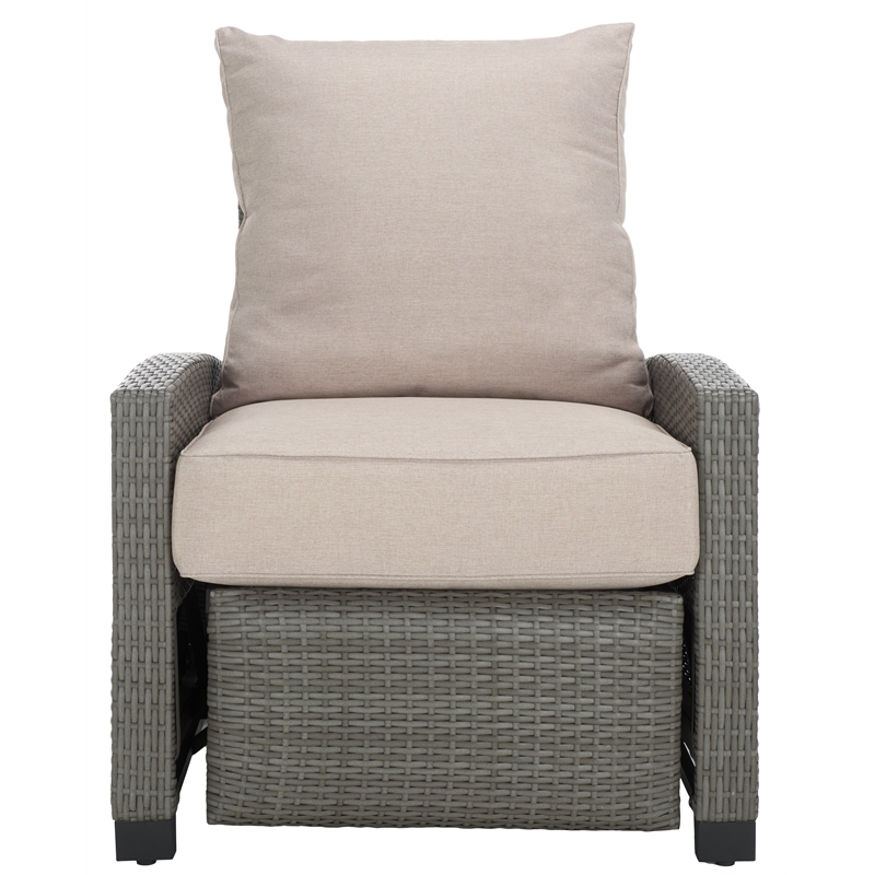 Safavieh Landon Aluminum and Polyester Recliner Chair in Gray / Light Gray