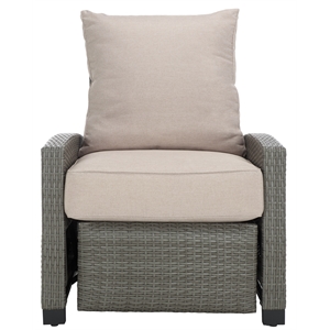 safavieh landon aluminum and polyester recliner chair in gray / light gray