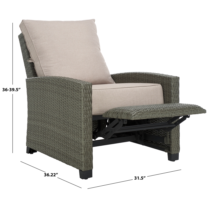 Safavieh Landon Aluminum and Polyester Recliner Chair in Brown / Light Gray