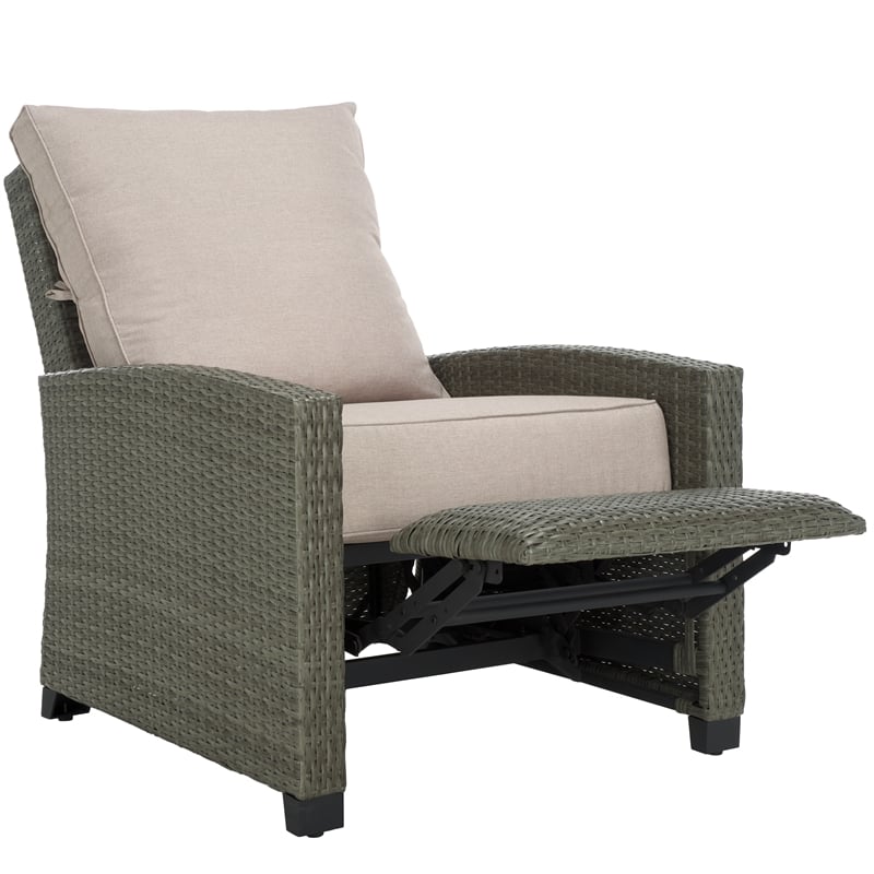 Safavieh Landon Aluminum and Polyester Recliner Chair in Brown / Light Gray