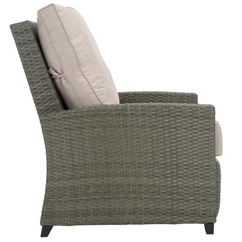 Safavieh Landon Aluminum and Polyester Recliner Chair in Brown / Light Gray