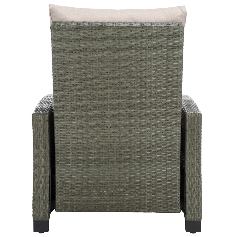 Safavieh Landon Aluminum and Polyester Recliner Chair in Brown / Light Gray