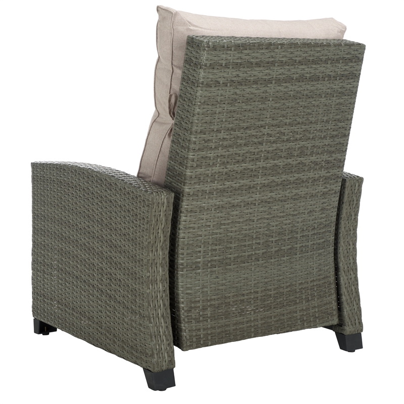 Safavieh Landon Aluminum and Polyester Recliner Chair in Brown / Light Gray