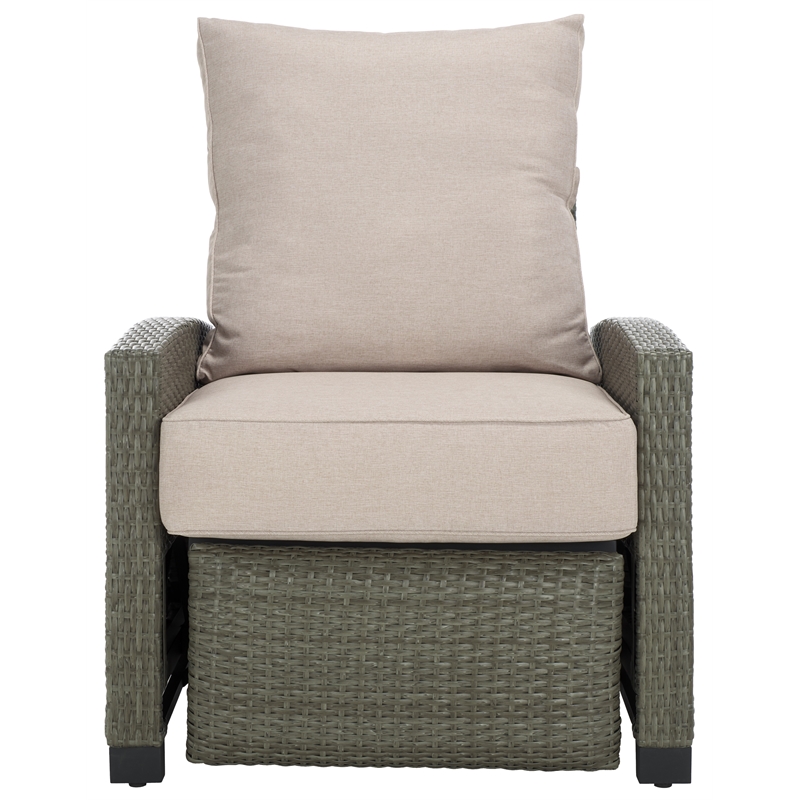 Safavieh Landon Aluminum and Polyester Recliner Chair in Brown / Light Gray