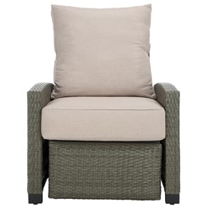 safavieh landon aluminum and polyester recliner chair in brown / light gray