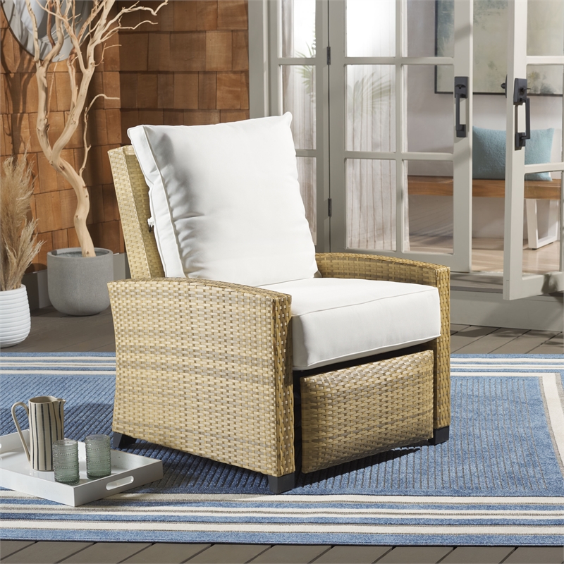 Safavieh Landon Aluminum and Polyester Recliner Chair in Natural / White