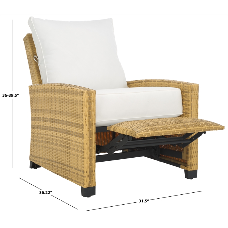 Safavieh Landon Aluminum and Polyester Recliner Chair in Natural / White