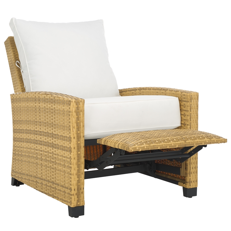 Safavieh Landon Aluminum and Polyester Recliner Chair in Natural / White