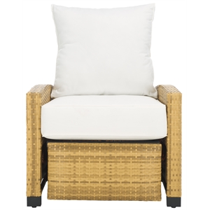 safavieh landon aluminum and polyester recliner chair in natural / white