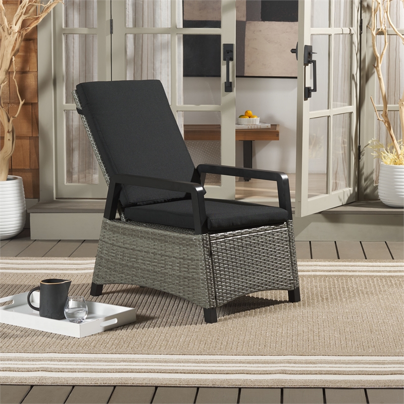 Safavieh Herman Steel and Polyester Recliner Chair  in  Brown / Black