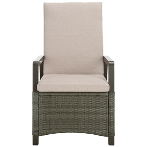 safavieh herman steel and polyester recliner chair in  brown / light gray