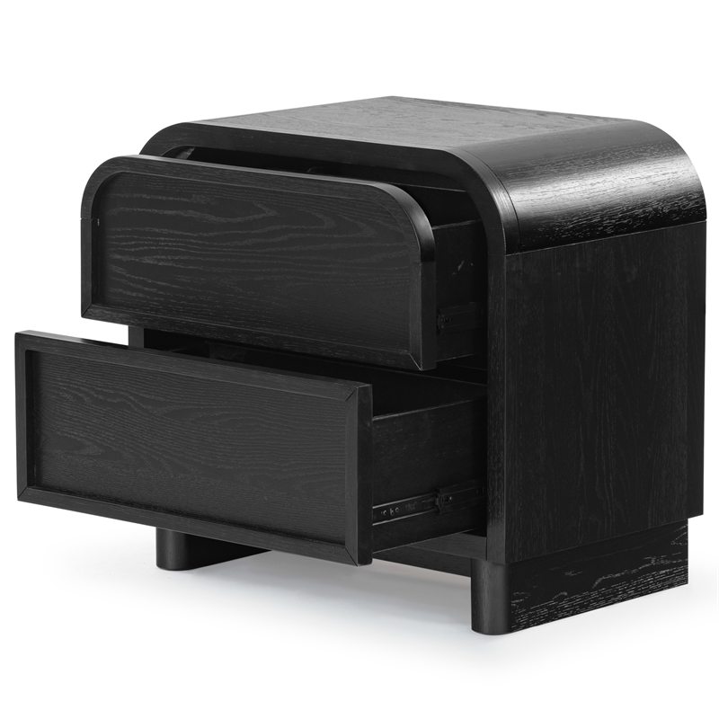Safavieh Dinah 2 Drawer Wood Nightstand in Black