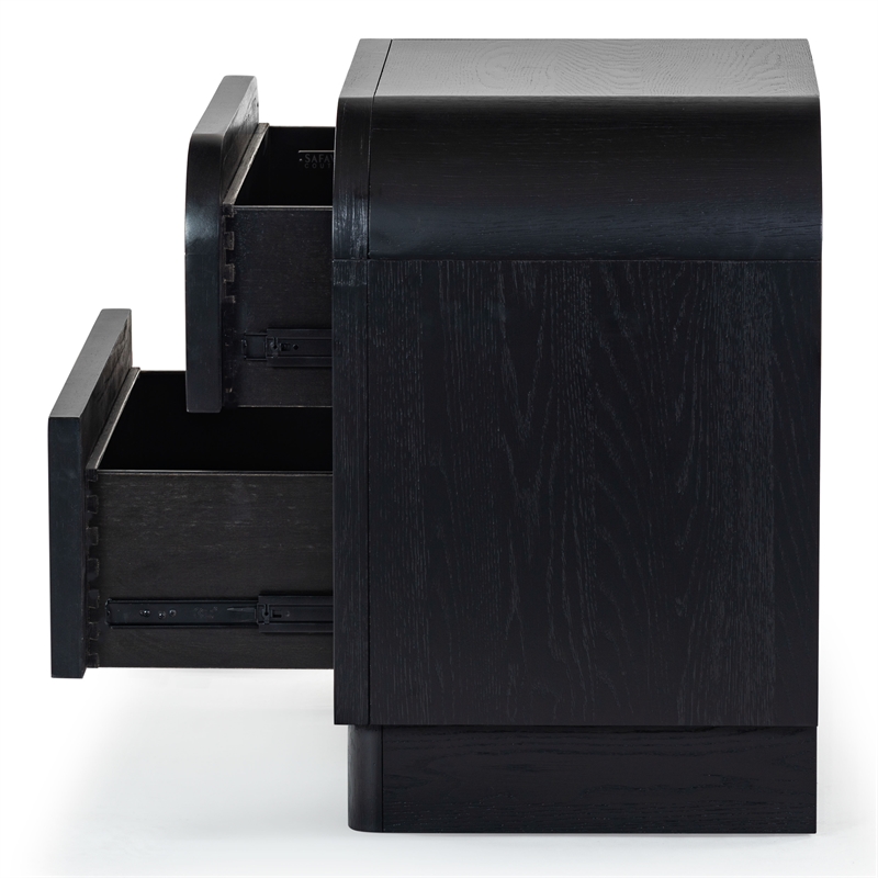 Safavieh Dinah 2 Drawer Wood Nightstand in Black
