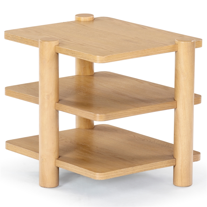Safavieh Edisyn 3 Shelf Solid Wood Accent Table in Natural