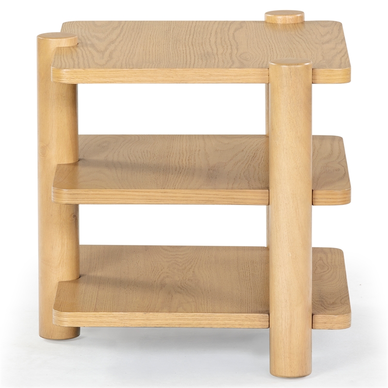 Safavieh Edisyn 3 Shelf Solid Wood Accent Table in Natural