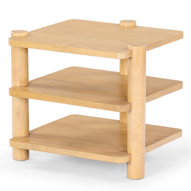 Safavieh Edisyn 3 Shelf Solid Wood Accent Table in Natural