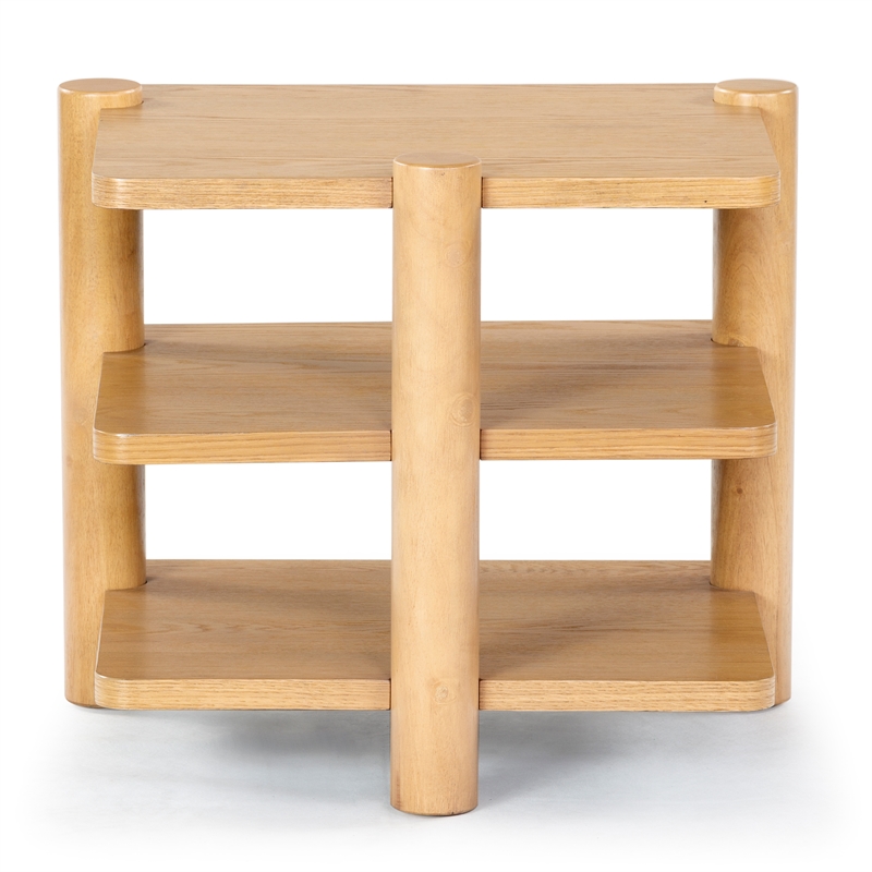 Safavieh Edisyn 3 Shelf Solid Wood Accent Table in Natural