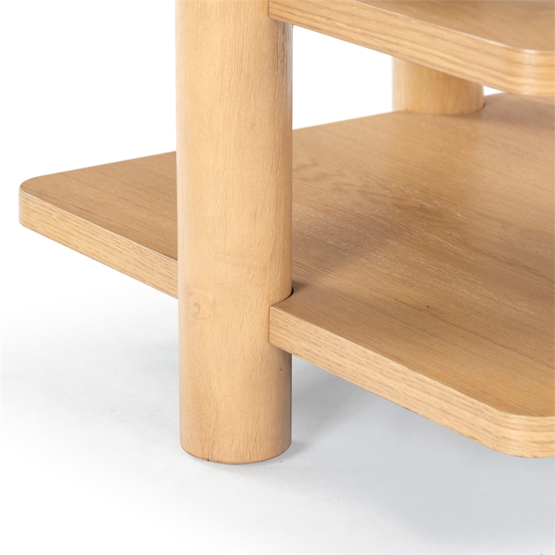 Safavieh Edisyn 3 Shelf Solid Wood Accent Table in Natural