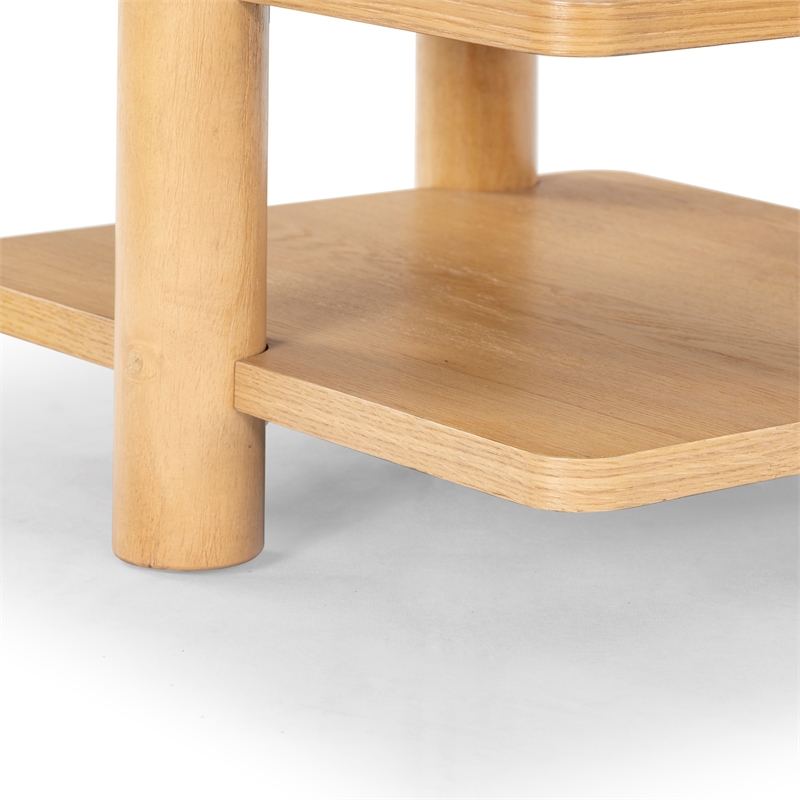 Safavieh Edisyn 3 Shelf Solid Wood Accent Table in Natural