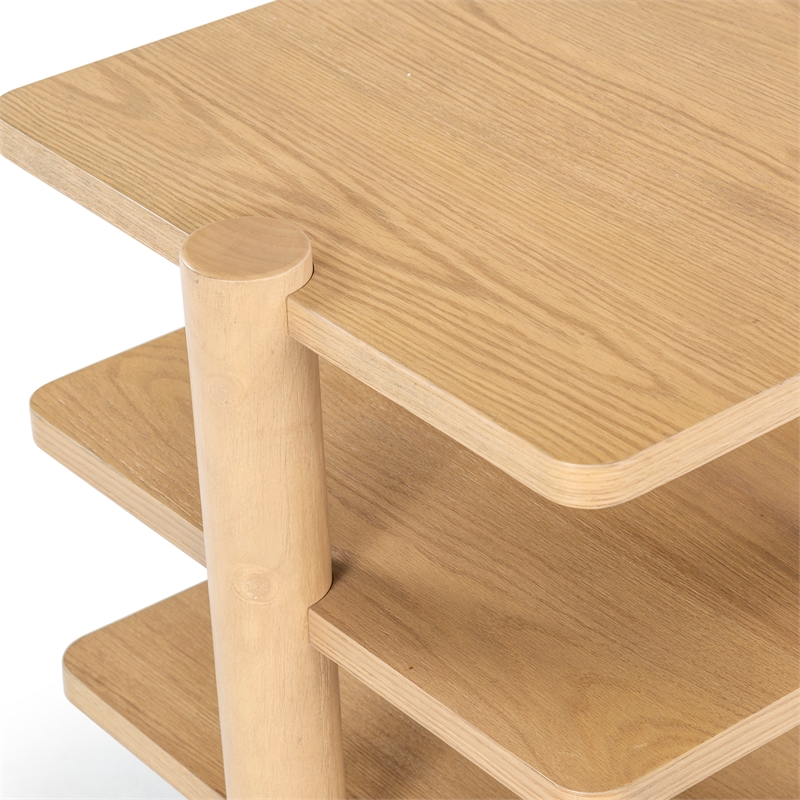 Safavieh Edisyn 3 Shelf Solid Wood Accent Table in Natural
