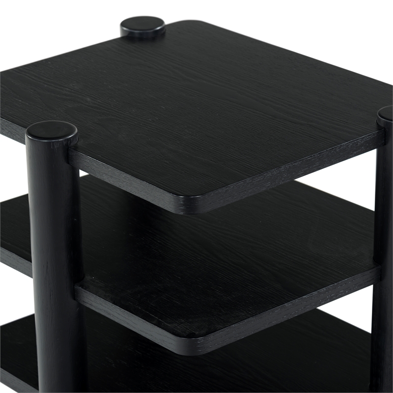 Safavieh Edisyn 3 Shelf Solid Wood Accent Table in Black
