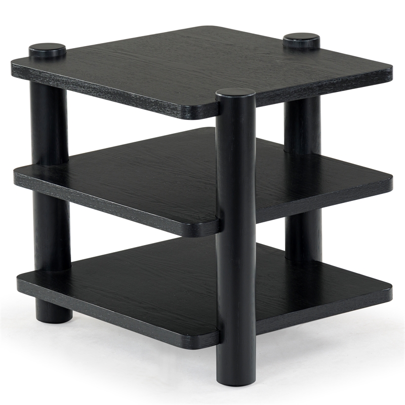 Safavieh Edisyn 3 Shelf Solid Wood Accent Table in Black