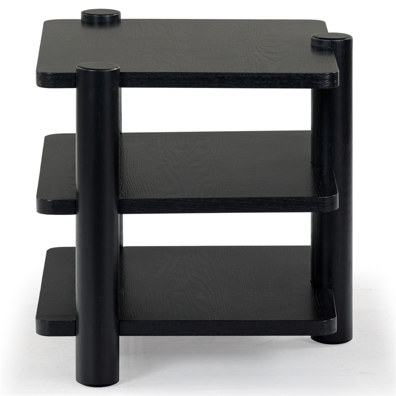 Safavieh Edisyn 3 Shelf Solid Wood Accent Table in Black