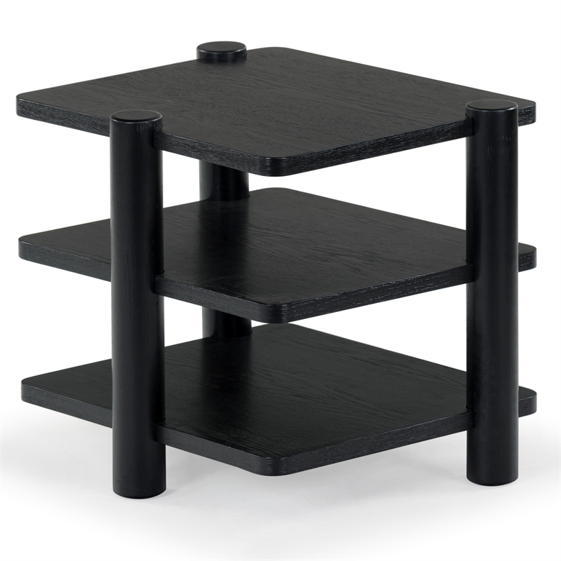 Safavieh Edisyn 3 Shelf Solid Wood Accent Table in Black